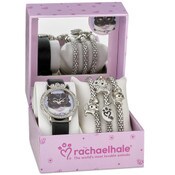 Wholesale - 8.5" ADJ. SMURFIE JIM WATCH W/3 SILVER STRETCH CAT MOTIF CHARM BRACELETS RACHAEL HALE C/P 30, UPC: 7426902566490